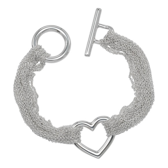 TIFFANY Authentic Silver Heart Charm Bracelet